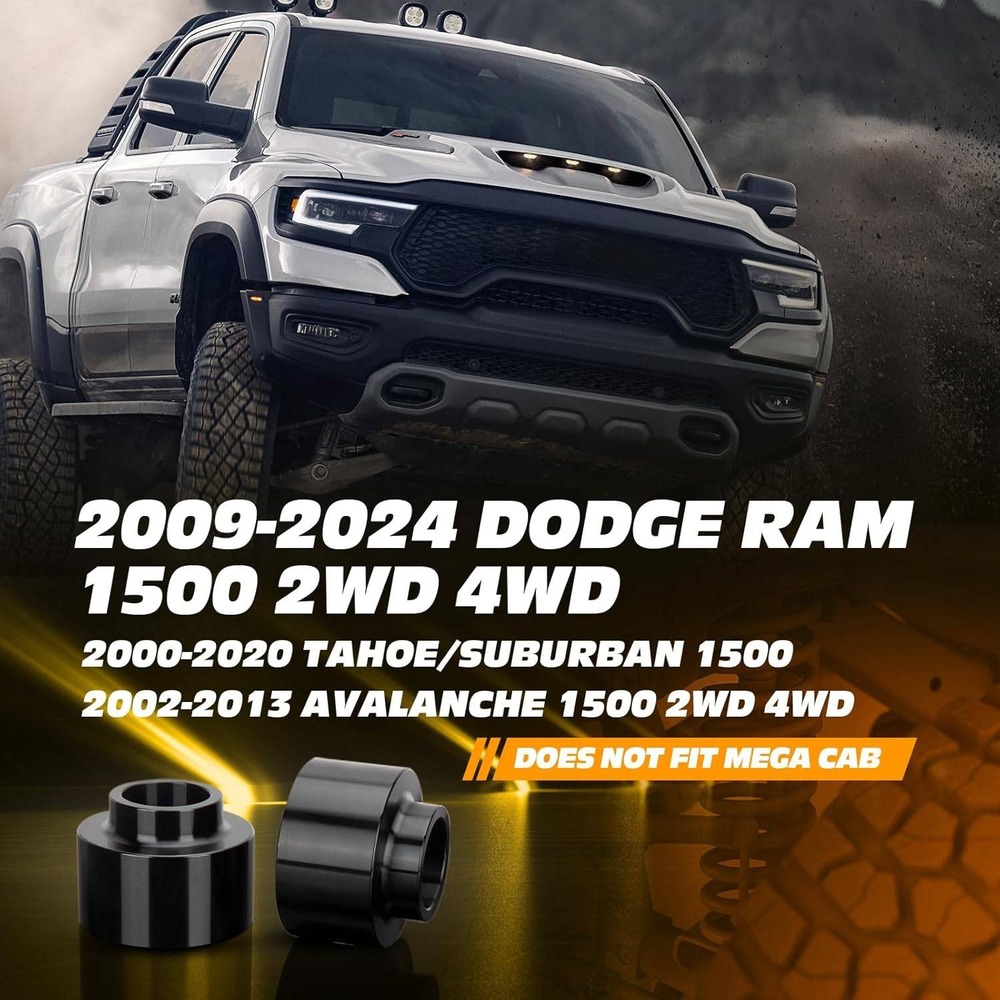 Set of 2 Dynofit 2" Rear Leveling‎ Lift Spacers for 2009-2024 Dodge Ram 1500 4X4 - Picture 6 of 10